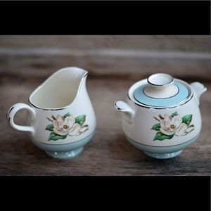 Lifetime China Co. Turquoise Creamer and Sugar
